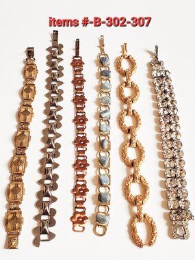 6 Bracelets, items # B-302-307,. wt.  136 .grams.